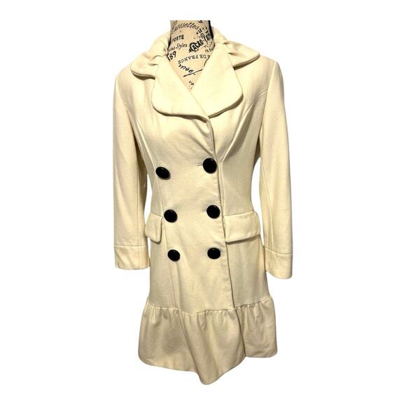 Vintage Y2K Esprit Cream white double breasted wool blend Winter coat. Size S - Picture 2 of 7